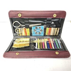 VINTAGE‎ Hotel Sewing Kit Purse Red Plastic Wallet Compact Slim